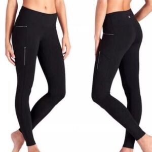 Athleta | Black Sly Drifter Workout Yoga Zip Moto Leggings 243137 Medium